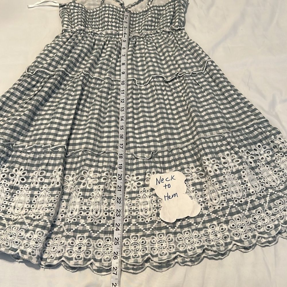 Jessica Simpson szS Blue and White Gingham Checkered Dress with Lace Trim EUC - Picture 7 of 9